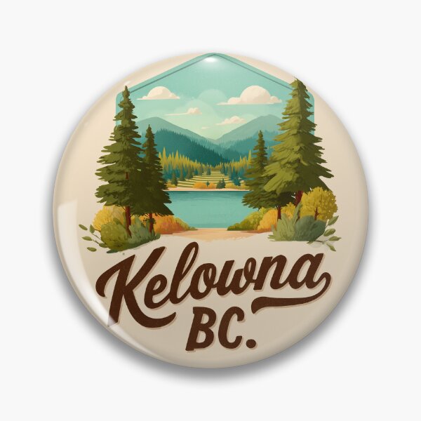 Item preview, Kelowna BC Forest Lake Emblem, Okanagan Lake Mountains Nature Scene designed and sold by meganohm.