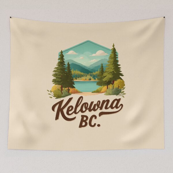 Item preview, Kelowna BC Forest Lake Emblem, Okanagan Lake Mountains Nature Scene designed and sold by meganohm.