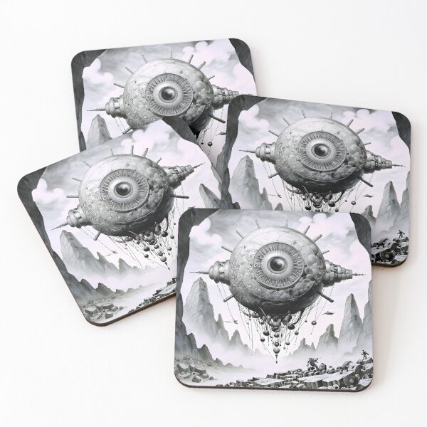 Item preview, Large flying mechanical eye desolate landscape designed and sold by Ledsor.