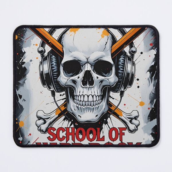 Item preview, School of Hard Rock – Skull with Headphones & Pencils Heavy Metal T-Shirt designed and sold by GrafteesGlow.