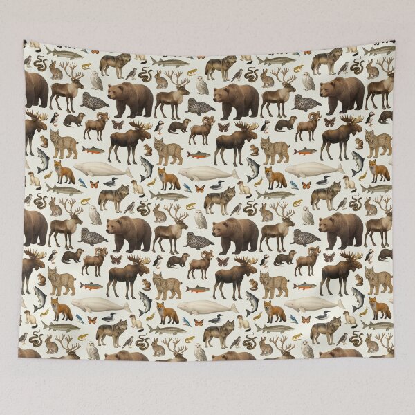 Item preview, Native Animals of Canada Illustration Chart Wildlife Art designed and sold by kakarikihill.