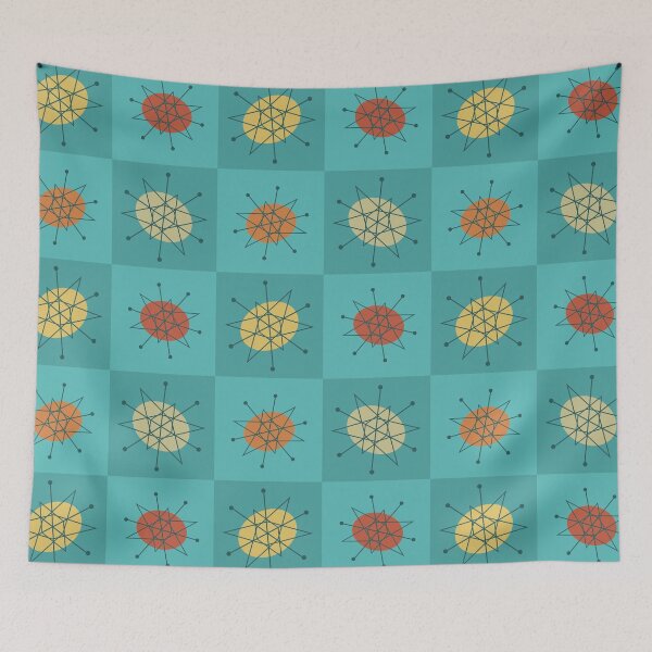 Item preview, Checkered Atomic Age Turquoise designed and sold by thepixelgarden.