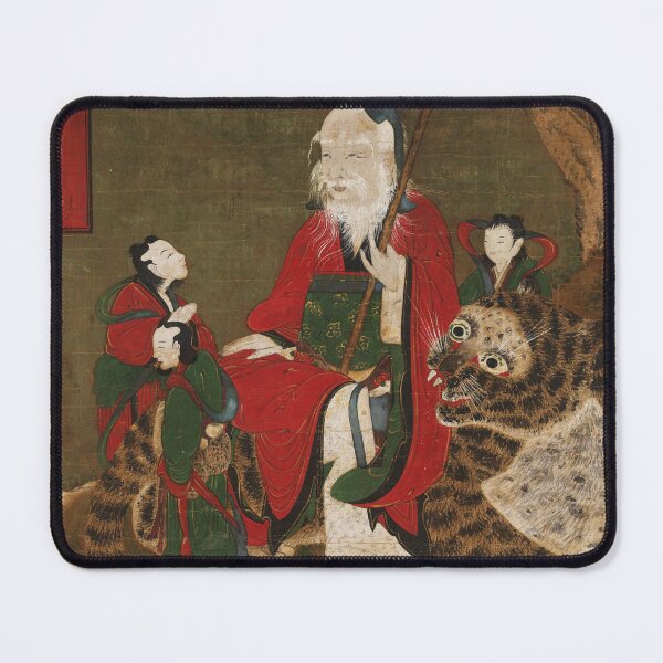 Item preview, Mountain God with Tiger and Attendants – Korean Folk Art designed and sold by EmeraldeaArt.