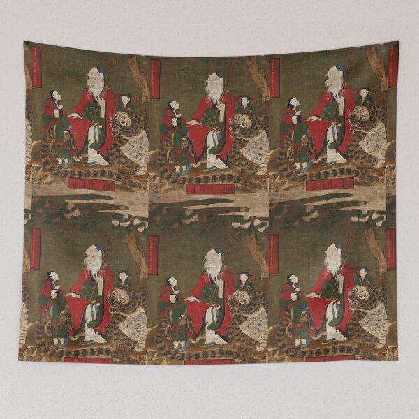 Item preview, Mountain God with Tiger and Attendants – Korean Folk Art designed and sold by EmeraldeaArt.