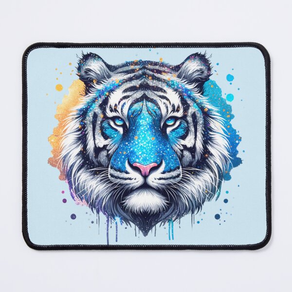 Item preview, Sparkling Blue White Tiger Head Portrait designed and sold by EmeraldeaArt.