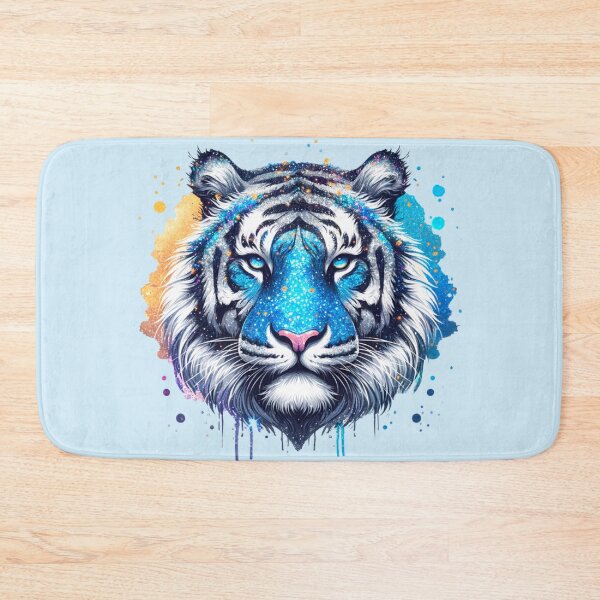 Item preview, Sparkling Blue White Tiger Head Portrait designed and sold by EmeraldeaArt.
