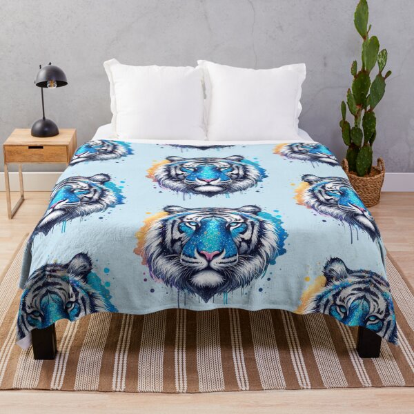 Item preview, Sparkling Blue White Tiger Head Portrait designed and sold by EmeraldeaArt.
