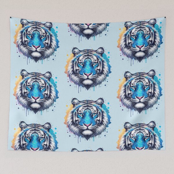 Item preview, Sparkling Blue White Tiger Head Portrait designed and sold by EmeraldeaArt.