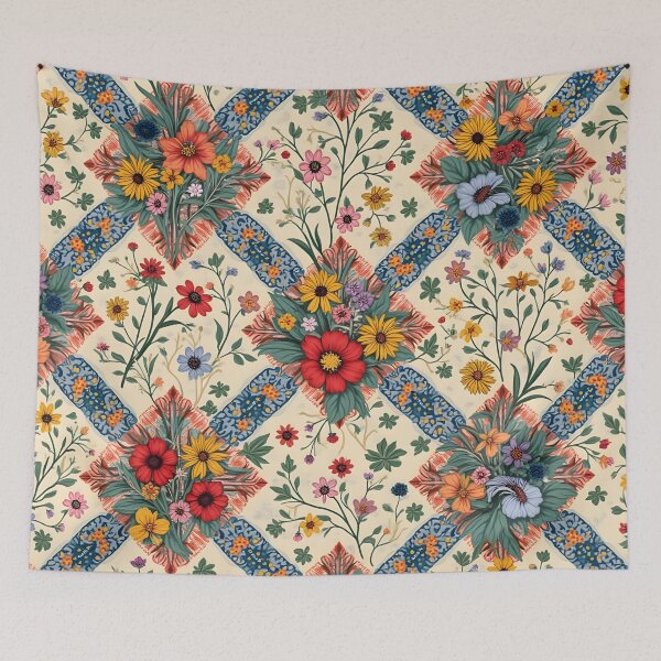 Item preview, Floral Whimsical Argyle Pattern designed and sold by WhimsicalThredz.