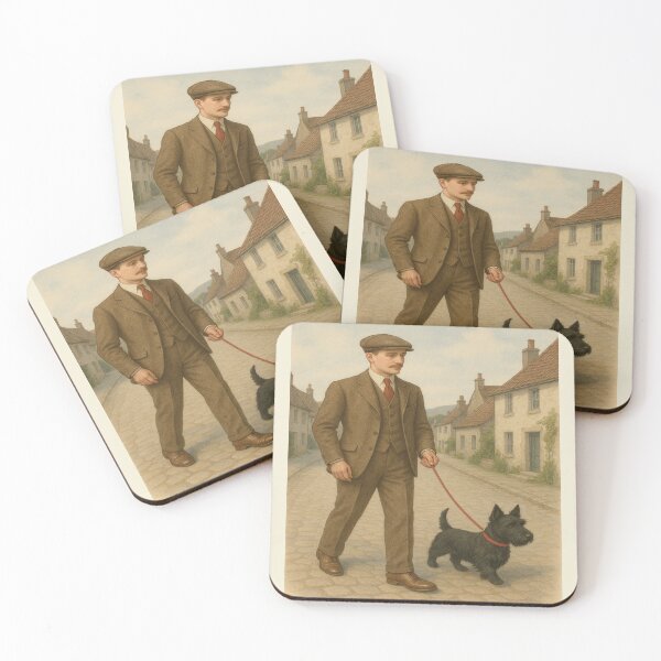 Item preview, Gentleman and His Scottie in a Scottish Village designed and sold by Novel Works Studio.