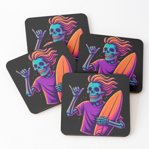 Item preview, Neon Skeleton Surfer – Eternal Wave Rider designed and sold by Qopta.