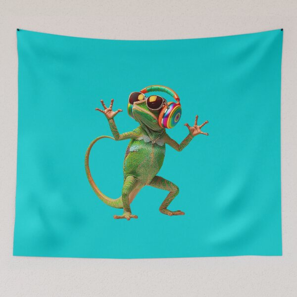 Item preview, DJ Iguana with Funky Headphones designed and sold by VibrArtco.