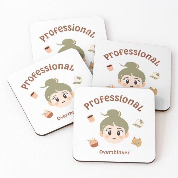 Item preview, Professional Overthinker Cute Mental Health Anxiety Awareness Kawaii Sticker designed and sold by CreativeVisionsHub.