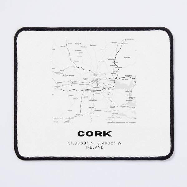 Artikelvorschau, Cork Irland Kartenposter – Minimalistische Schwarz-Weiß-Koordinaten-Stadtkunst entworfen und verkauft von RM-Journey.