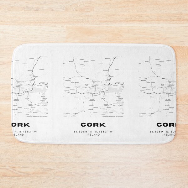 Artikelvorschau, Cork Irland Kartenposter – Minimalistische Schwarz-Weiß-Koordinaten-Stadtkunst entworfen und verkauft von RM-Journey.