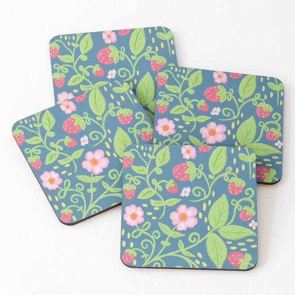 Item preview, Wild Strawberries and Vines-Whimsical Cottagecore Folk Art Print designed and sold by Christina Anderson.