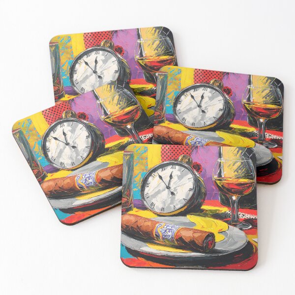 Item preview, Savor Time and Indulgence - A Vibrant Surreal Celebration of Whiskey Cigar and Life's Rhythm designed and sold by OlfactoART Studio.