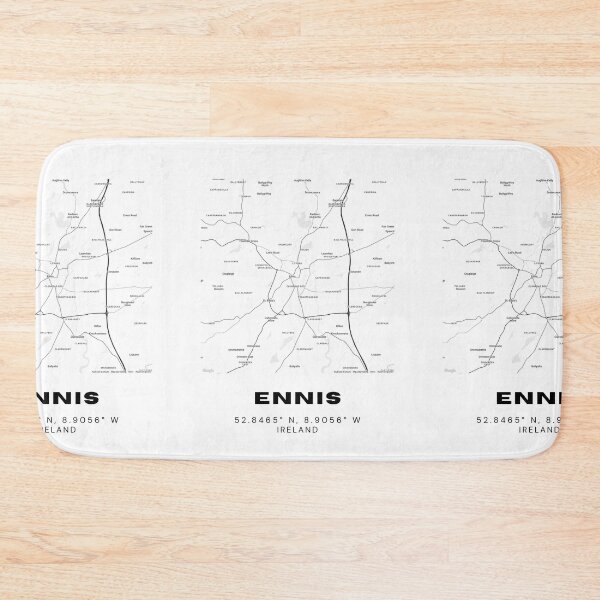 Item preview, Ennis Ireland Map Poster – Minimalist Coordinates Black & White City Print designed and sold by RM-Journey.