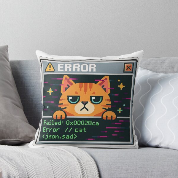Aperçu de l'œuvre Chat d'erreur – T-shirt/autocollant technique avec un problème de pixel créée et vendue par FurEver Graphics.