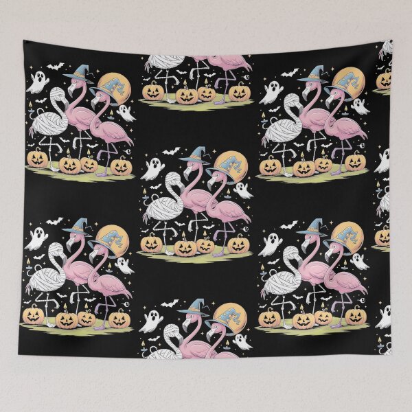 Item preview, Spooky Flamingo Squad: Witch Hats, Mummies, & Pumpkins designed and sold by KILEYMARGSHOP.