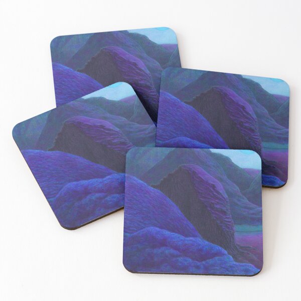 Item preview, Mountainous Landscape colored pencil drawing blue version designed and sold by Rainbow Nebula 7000.