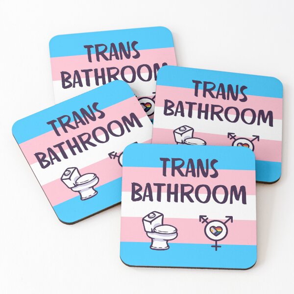 Item preview, Trans Bathroom with transgender symbol and Progress Pride flag heart 1 designed and sold by Rainbow Nebula 7000.