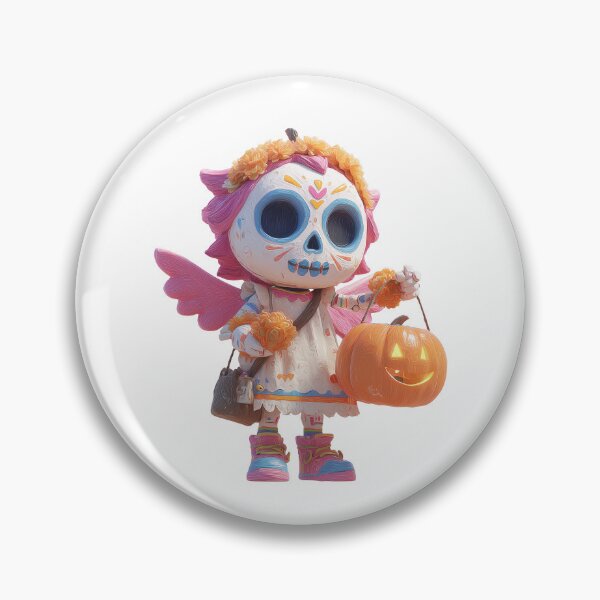 Item preview, Mictecacihuatl Chibi – Cute Goddess of Death with Pumpkin | Day of the Dead Halloween Art designed and sold by GoldenChiArt.