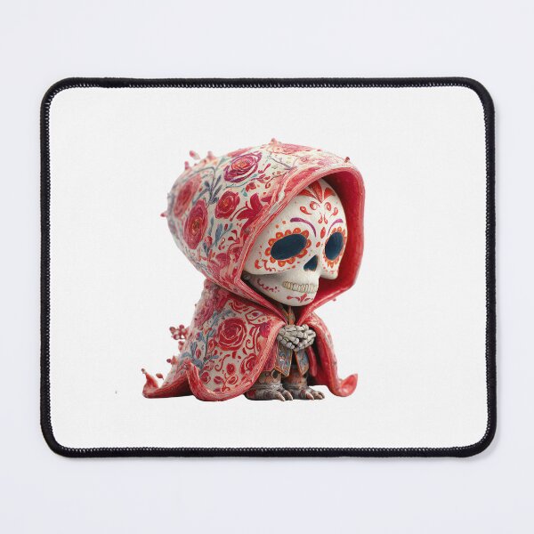 Item preview, Mictecacihuatl Chibi – Cute Goddess of Death in Red Hood | Día de los Muertos Sugar Skull Art designed and sold by GoldenChiArt.