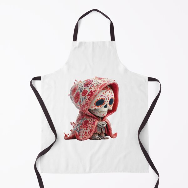 Item preview, Mictecacihuatl Chibi – Cute Goddess of Death in Red Hood | Día de los Muertos Sugar Skull Art designed and sold by GoldenChiArt.