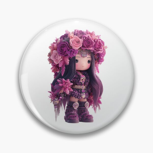 Item preview, Mictecacihuatl Chibi – Cute Goddess of Death in Pink Roses | Día de los Muertos Sugar Skull Art designed and sold by GoldenChiArt.