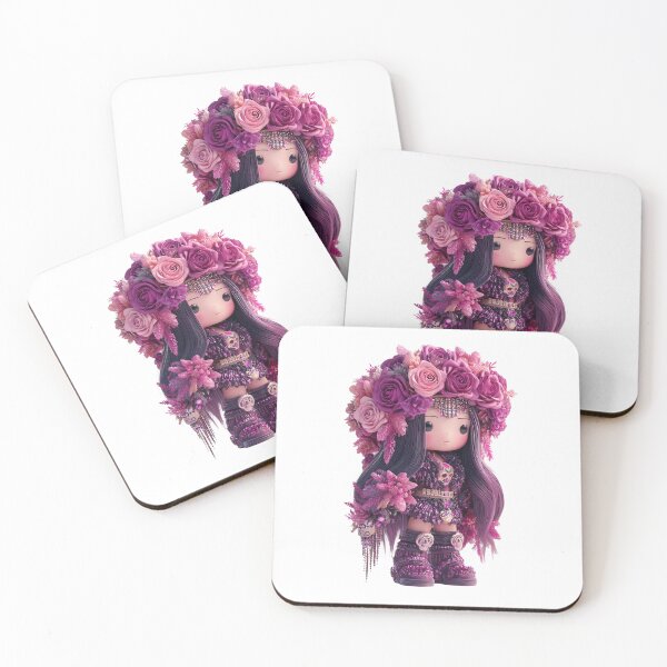 Item preview, Mictecacihuatl Chibi – Cute Goddess of Death in Pink Roses | Día de los Muertos Sugar Skull Art designed and sold by GoldenChiArt.