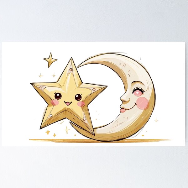 Item preview, Cute Star and Moon | Kawaii Celestial Illustration | Adorable Cosmic Aesthetic Design designed and sold by SUBBRAND.
