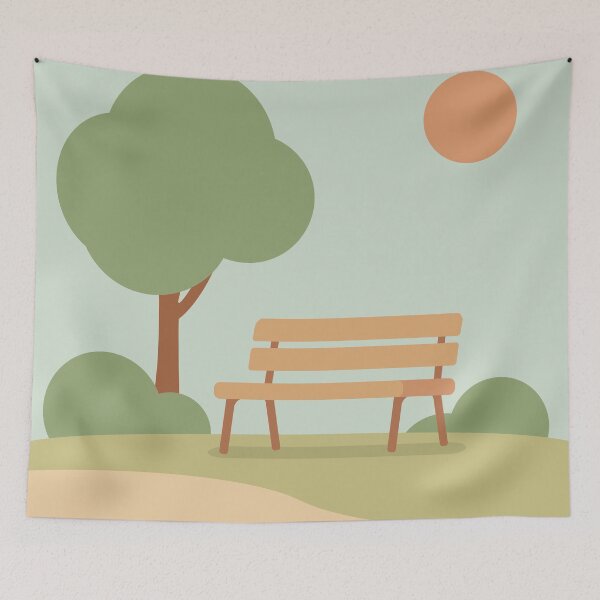 Item preview, Peaceful Park Bench Minimalist Outdoor Scene designed and sold by Vector Jack.
