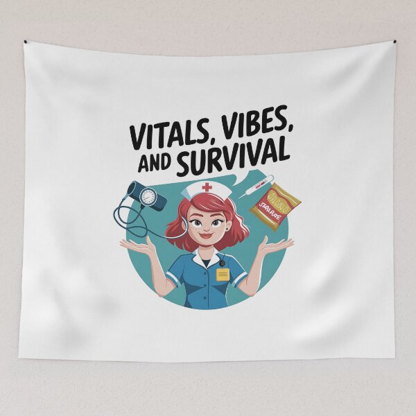 Item preview, Vitals, Vibes and Survival | Funny Student Nurse Clinical Rotation  designed and sold by CuteDesignables.