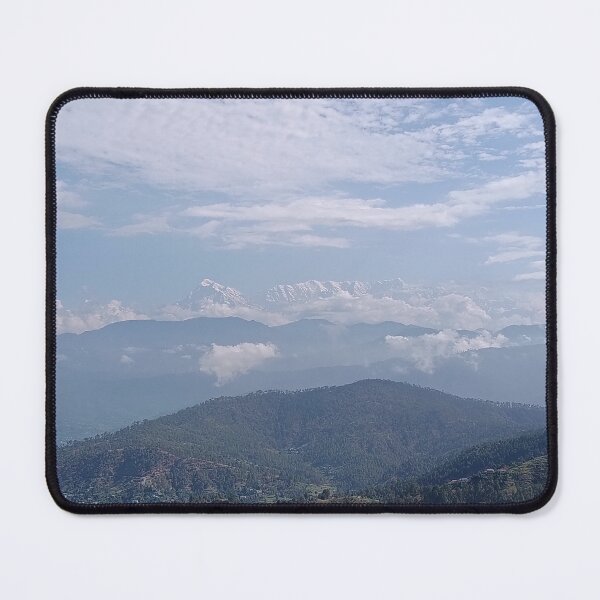 Item preview, The image you provided showcases the majestic snow-capped peaks of the Himalayan range, as viewed from a hill station in the Kumaon region of Uttarakhand, India.  designed and sold by nijamuk19.