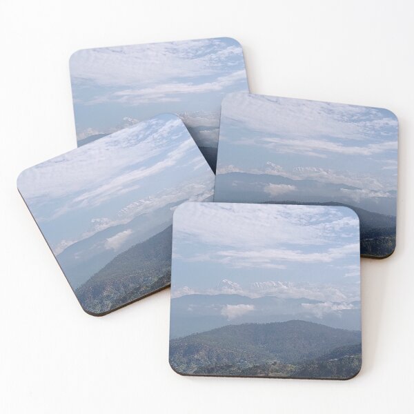 Item preview, The image you provided showcases the majestic snow-capped peaks of the Himalayan range, as viewed from a hill station in the Kumaon region of Uttarakhand, India.  designed and sold by nijamuk19.