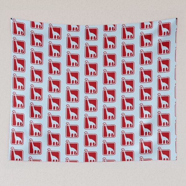 Item preview, Brachiosaurus Long Neck Dinosaur Logo Red Cool Symbol designed and sold by shirt-o-mat.