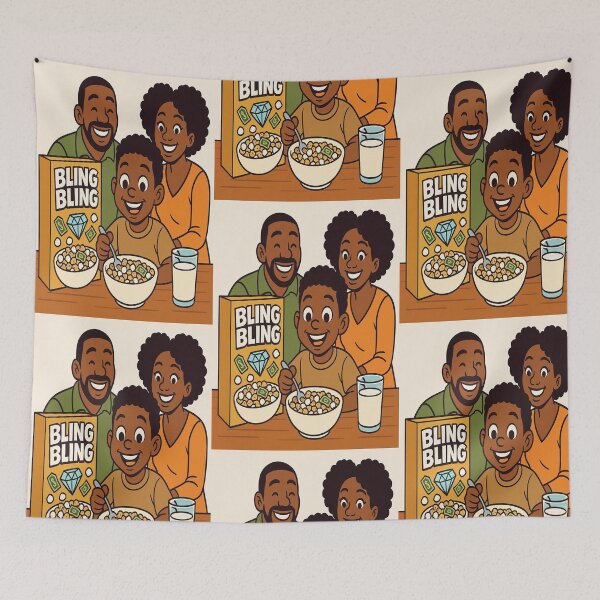 Item preview, Bling Bling Cereal Black Family Cartoon vintage Art designed and sold by ReyDeLaCalle.