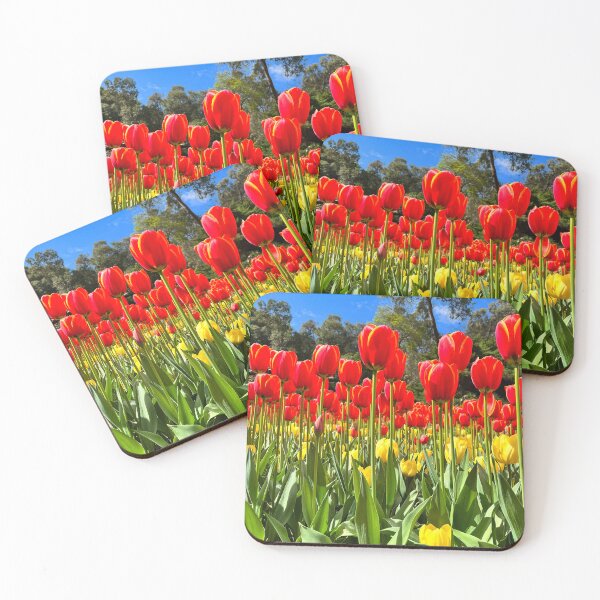 Item preview, Red and Yellow Tulips Blooming Under a Blue Sky designed and sold by Be Captured by Brittany Emma.