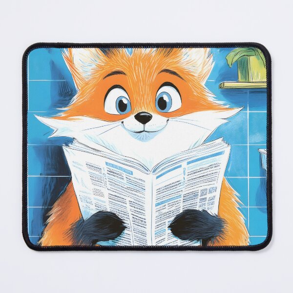 Item preview, Fox Newspaper Reader Cartoon Orange Wildlife Bathroom designed and sold by justnickthings.