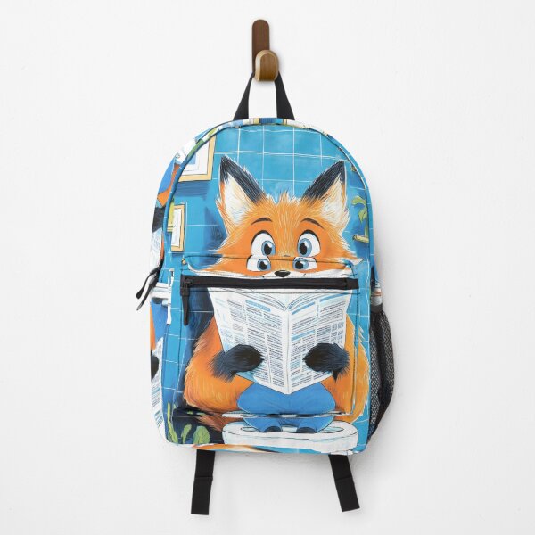 Item preview, Fox Newspaper Reader Cartoon Orange Wildlife Bathroom designed and sold by justnickthings.