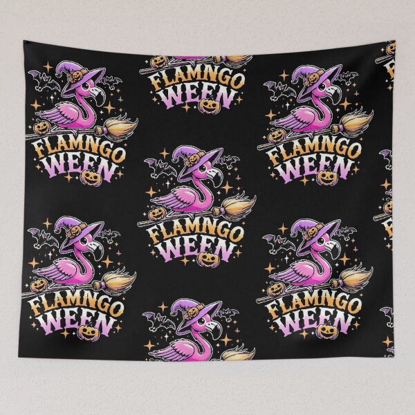 Item preview, Flamingo Halloween Witch Riding Broom | Spooky Flamingo Ween Design designed and sold by JERICHOALBERT2.