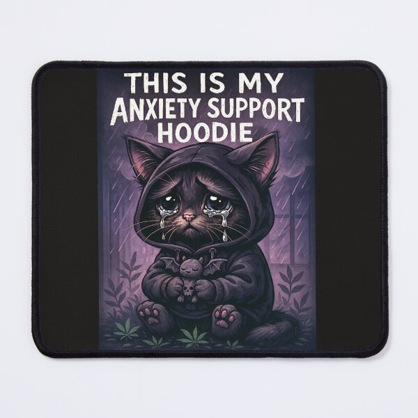 Item preview, “Sad Goth Cat Hoodie – Anxiety Support Pet In Hoodie Form” designed and sold by ReyDeLaCalle.