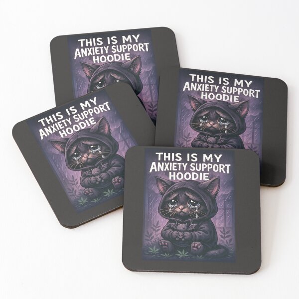 Item preview, “Sad Goth Cat Hoodie – Anxiety Support Pet In Hoodie Form” designed and sold by ReyDeLaCalle.