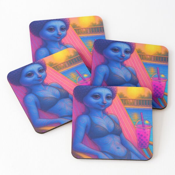 Item preview, Alien Pin-Up Poolside Babe | Thirst Trap Summer Chill Vibes designed and sold by ReyDeLaCalle.