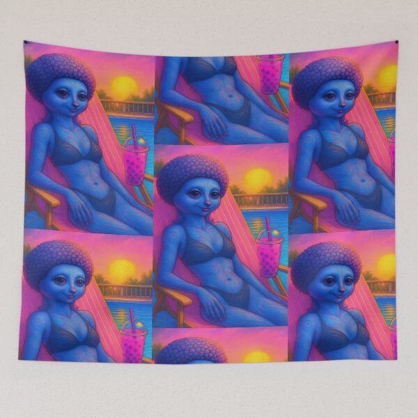 Item preview, Alien Pin-Up Poolside Babe | Thirst Trap Summer Chill Vibes designed and sold by ReyDeLaCalle.