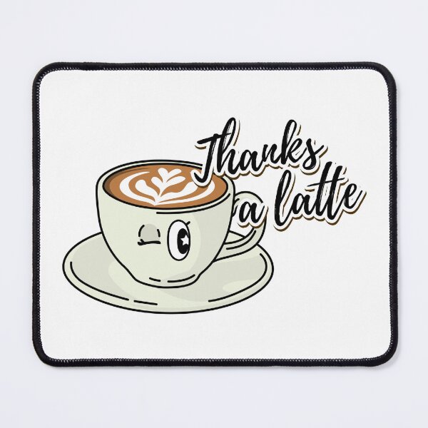 Item preview, Thanks a Latte | Cute Coffee Pun Quote Design with Kawaii Latte Art Cup designed and sold by P-L-Sardines.