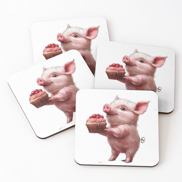 Item preview, Cute Pig with Cupcakes   designed and sold by Jonaree Art Design.