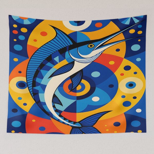 Item preview, Modern Geometric Colorful Blue Marlin designed and sold by artedamensagem.