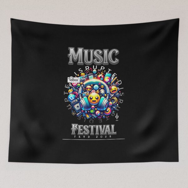 Item preview, Music Festival 2025 "Disrupted" Emoji & Headphones Digital Chaos Graphic design designed and sold by NSB-Design.